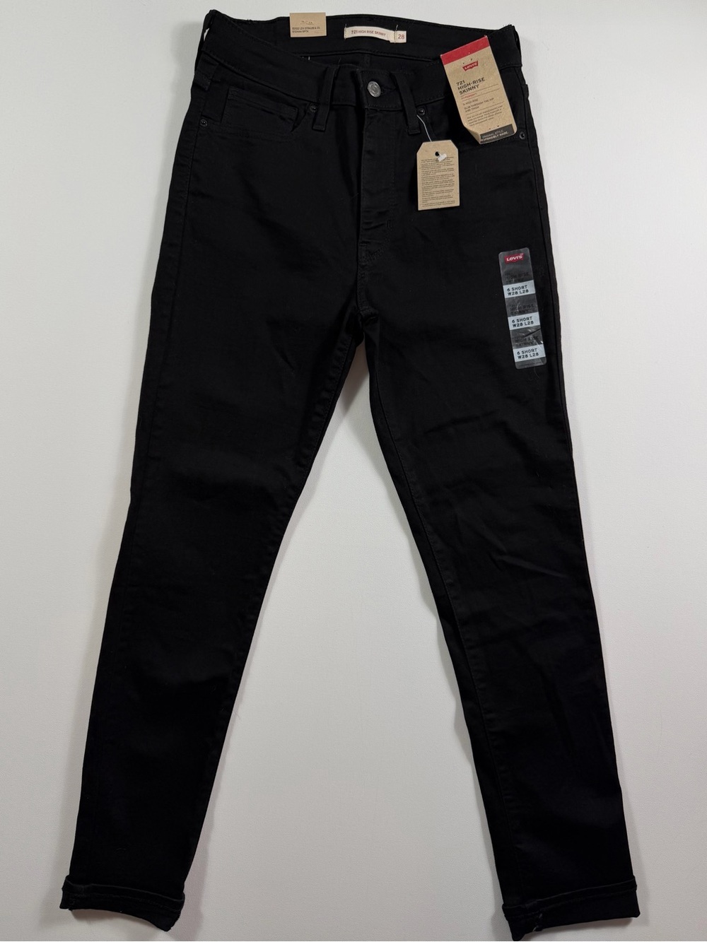 Levi’s 721 High Rise Skinny Jeans Black Hypersoft 6 Short W28 L28 NWT Classic